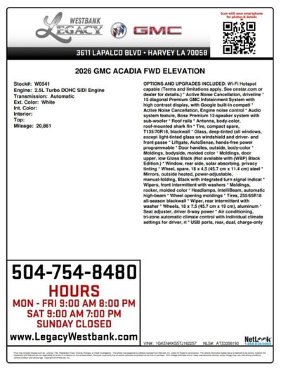 2026 GMC Acadia Elevation