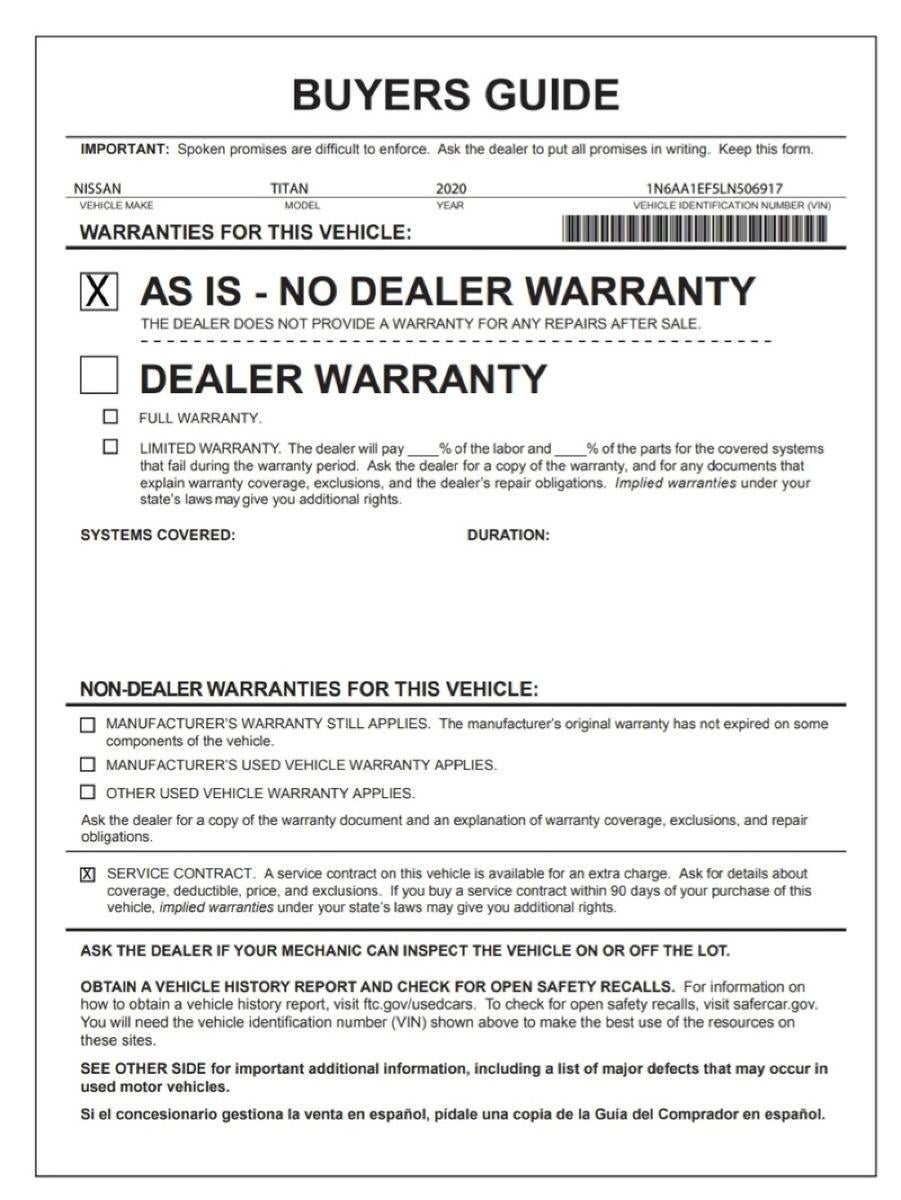 2020 Nissan Titan SV