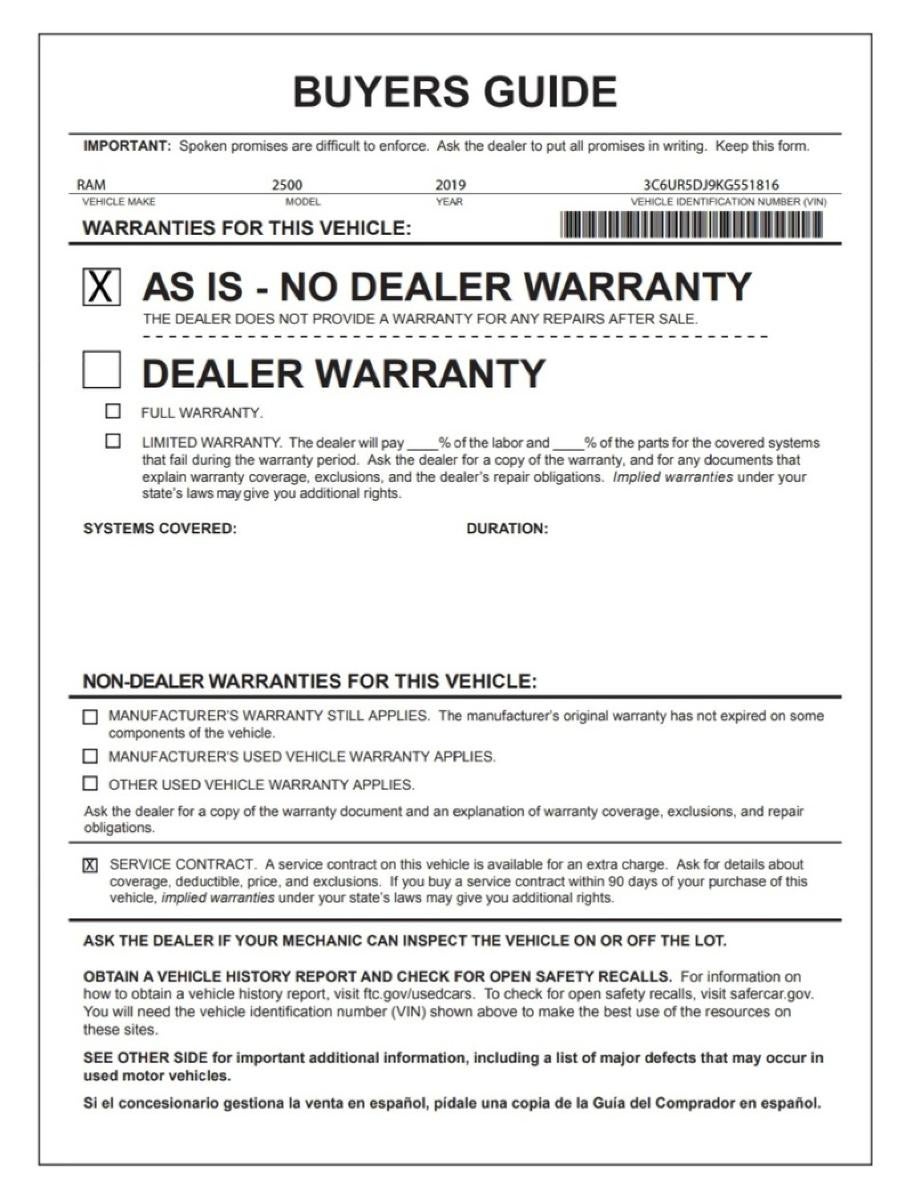 2019 RAM 2500 Big Horn