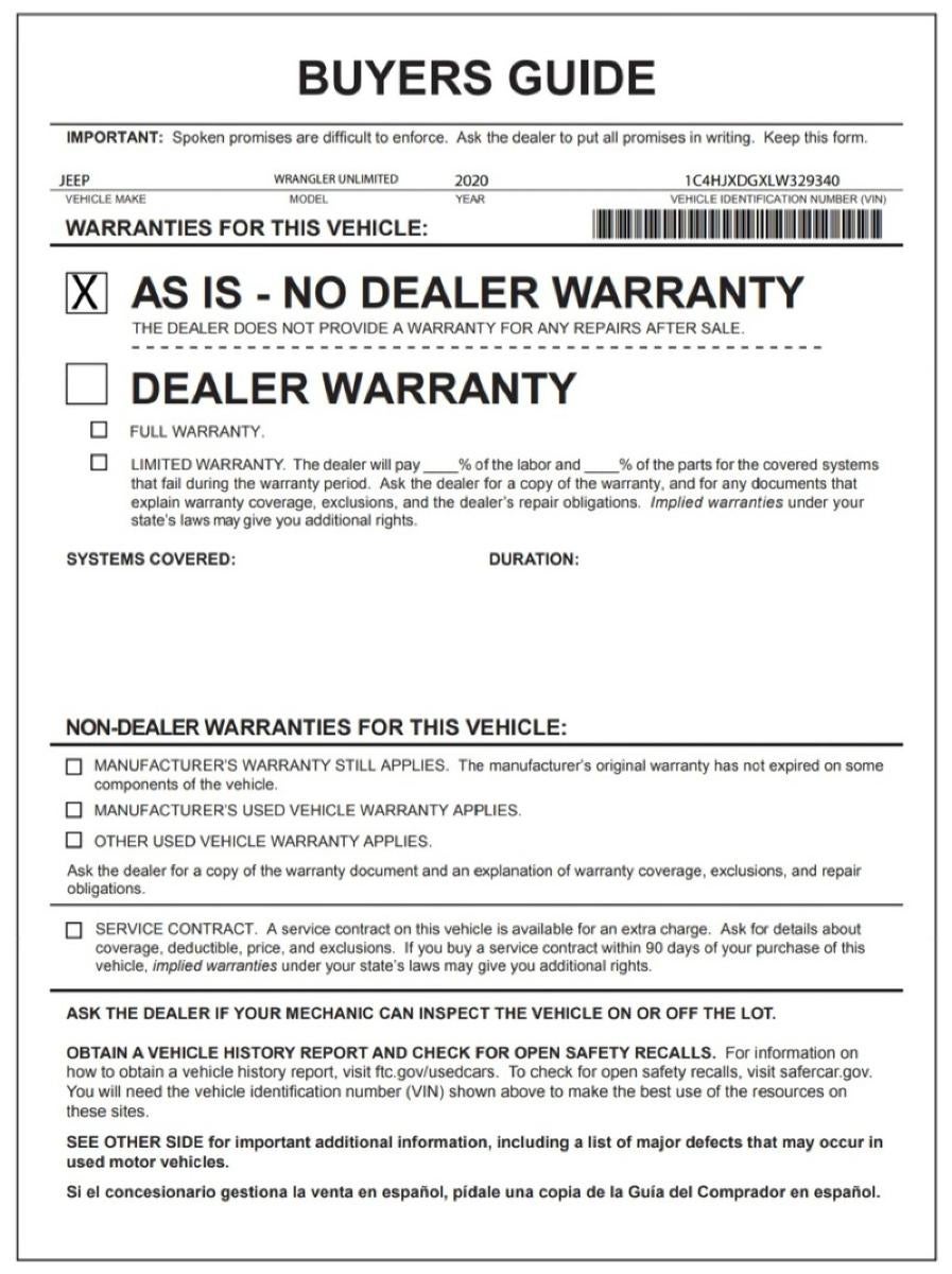 2020 Jeep Wrangler Unlimited Sport S