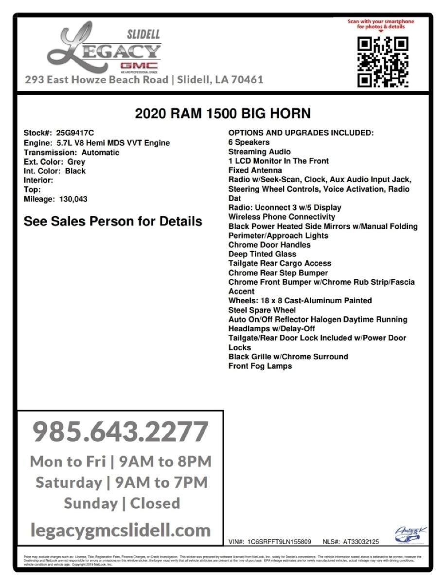2020 RAM 1500 Big Horn