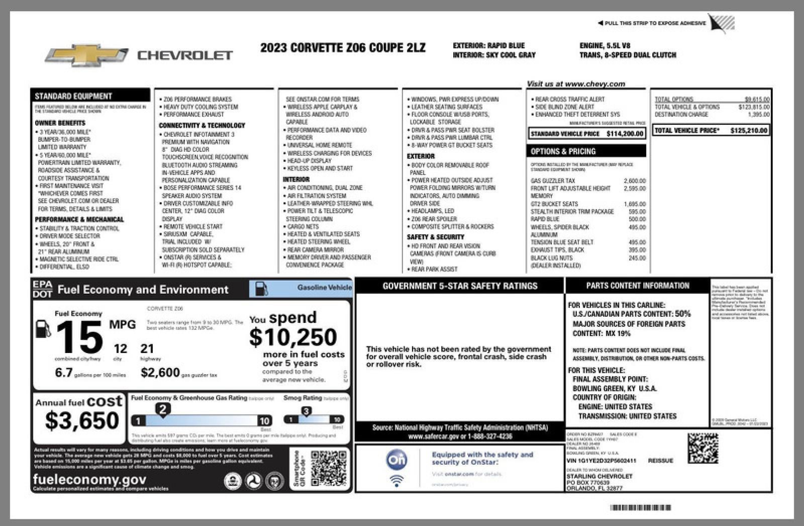 2023 Chevrolet Corvette Z06 2LZ