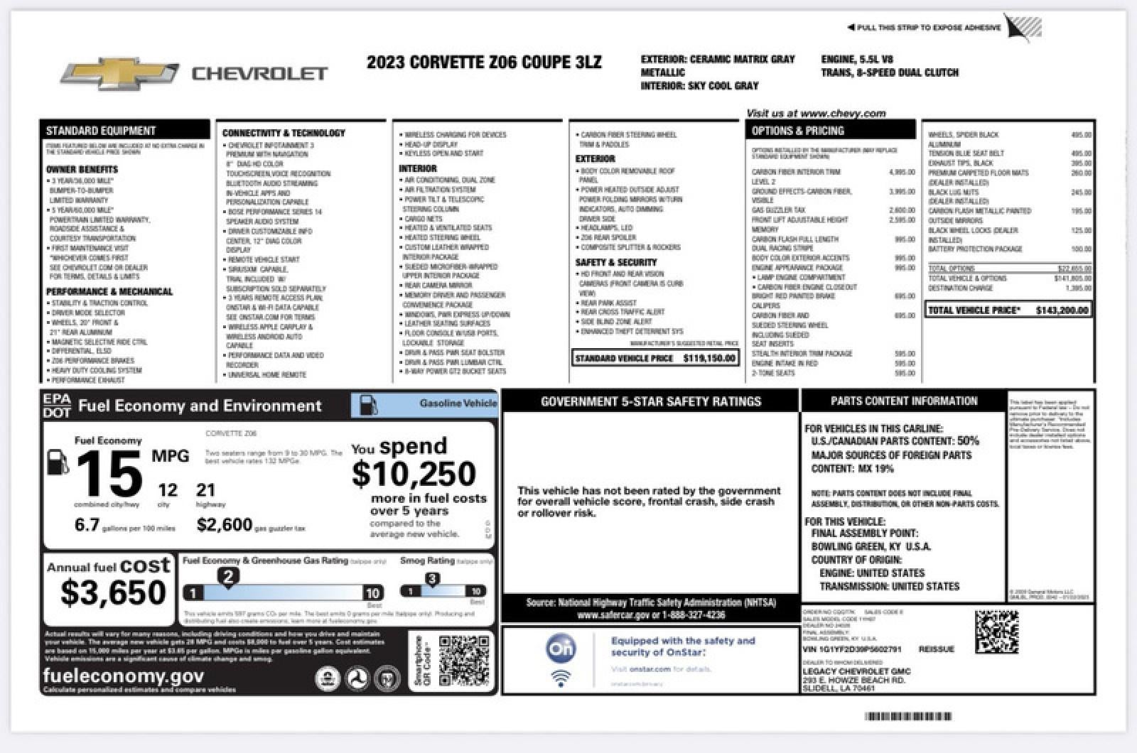 2023 Chevrolet Corvette Z06 3LZ
