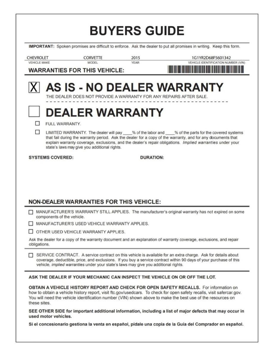 2015 Chevrolet Corvette Z06 Z06 2LZ