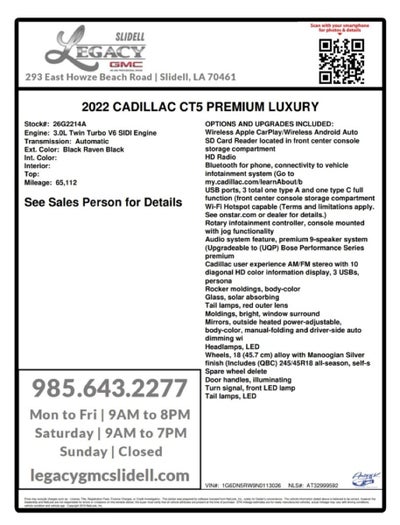 2022 Cadillac CT5 Premium Luxury
