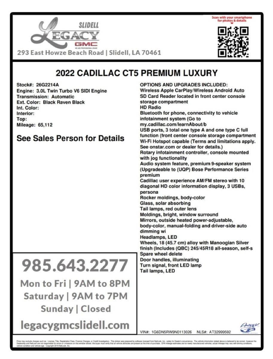 2022 Cadillac CT5 Premium Luxury