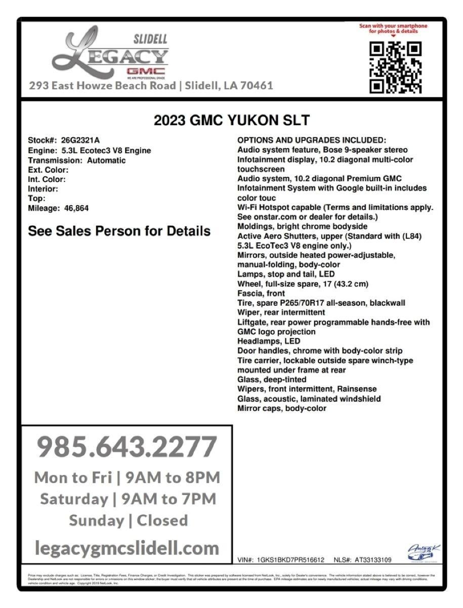 2023 GMC Yukon SLT