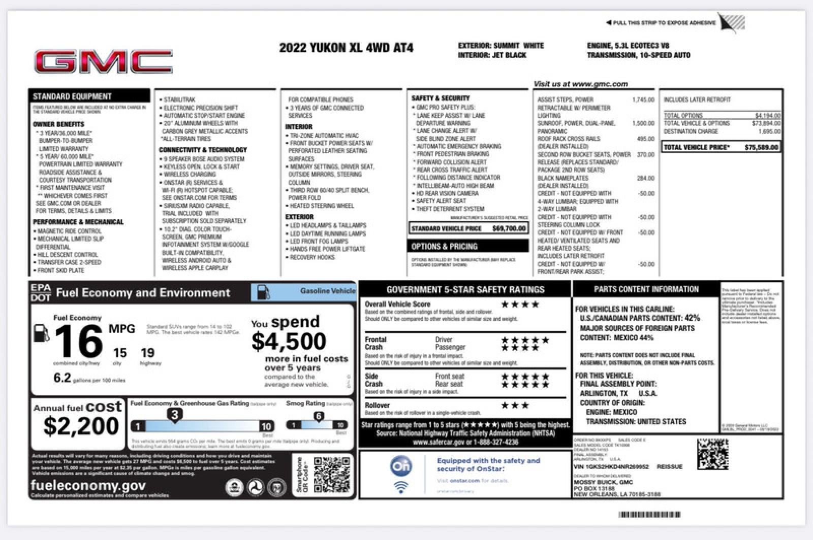 2022 GMC Yukon XL AT4