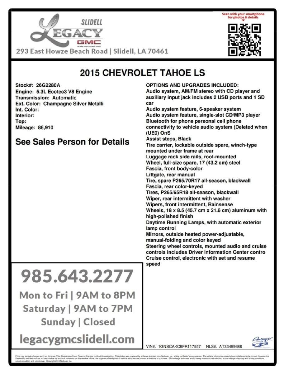 2015 Chevrolet Tahoe LS