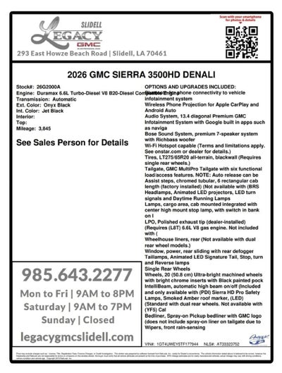 2026 GMC Sierra 3500 HD Denali DRW