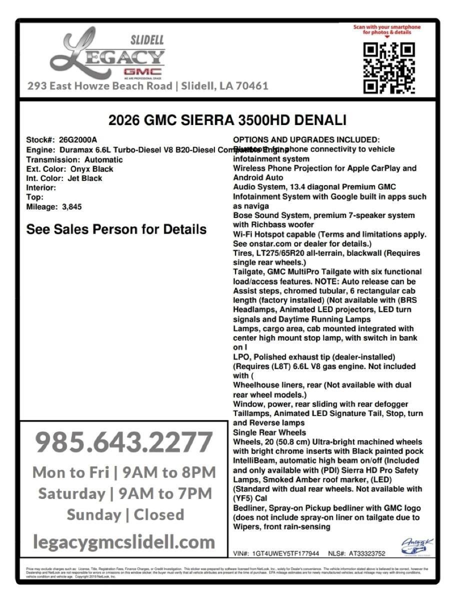2026 GMC Sierra 3500 HD Denali DRW