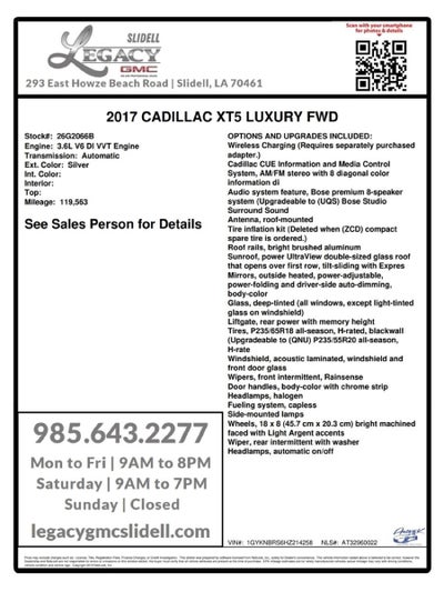2017 Cadillac XT5 Luxury FWD
