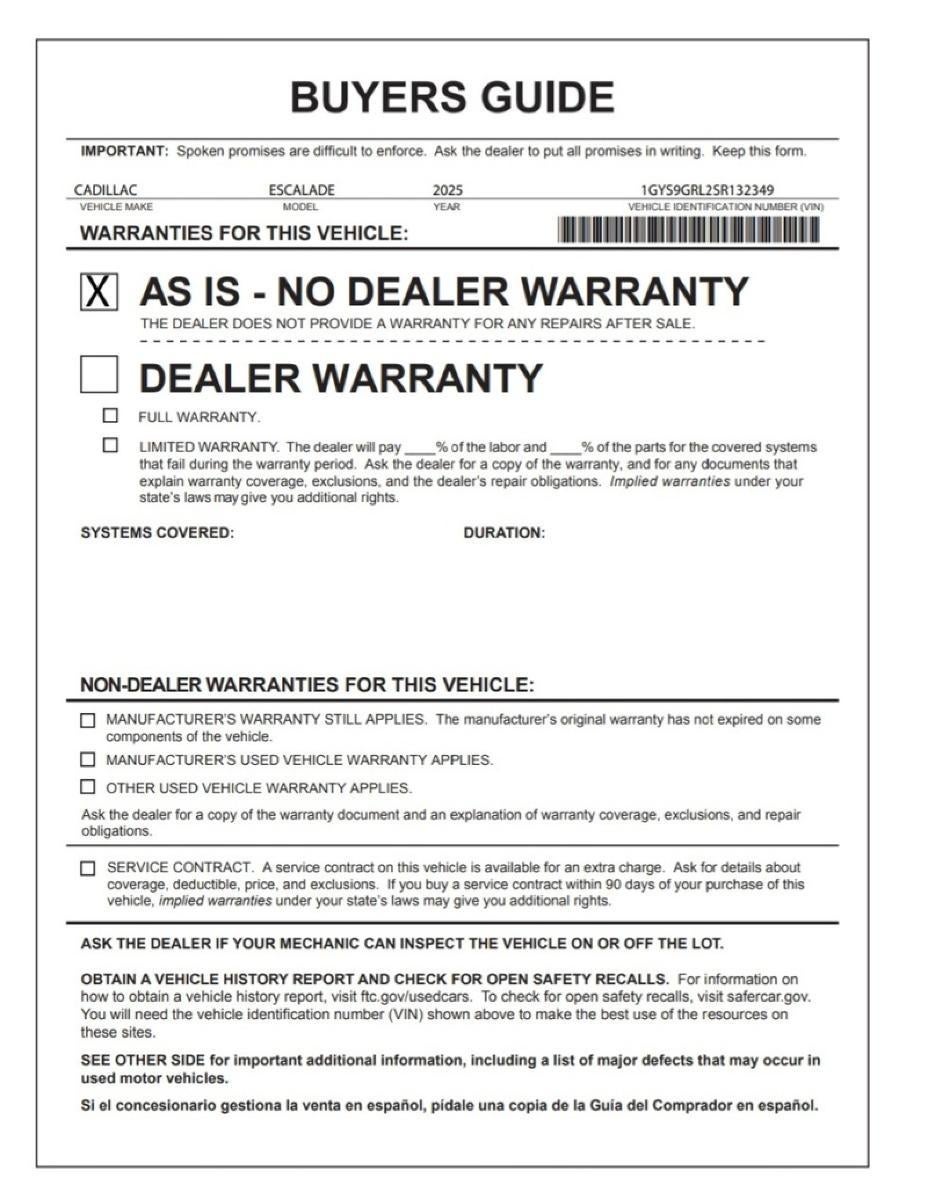 2025 Cadillac Escalade Sport Platinum