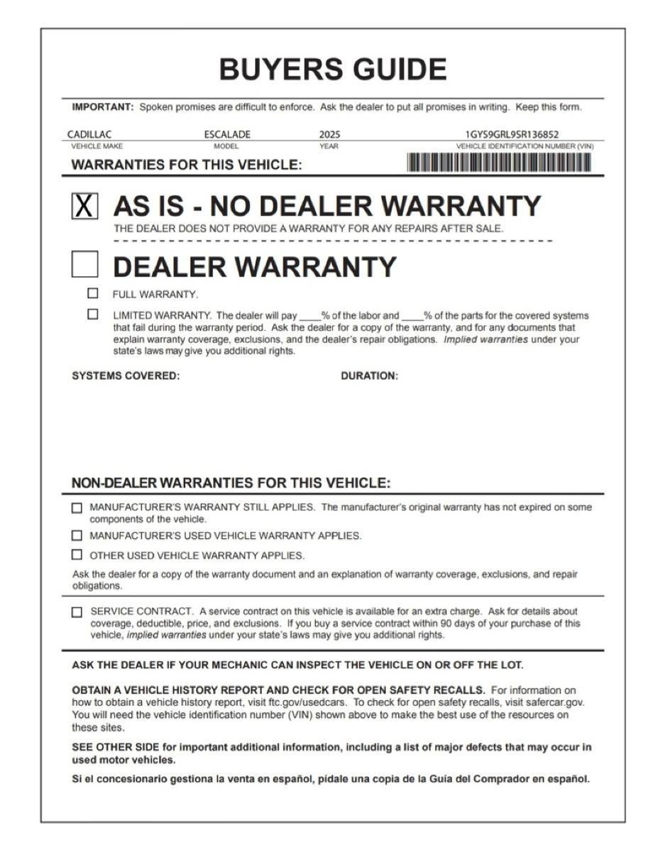 2025 Cadillac Escalade Sport Platinum