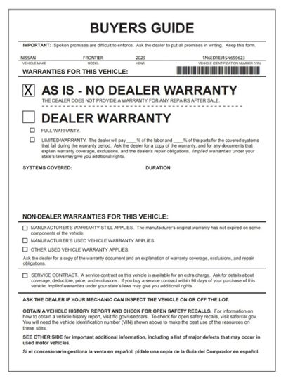 2025 Nissan Frontier SV