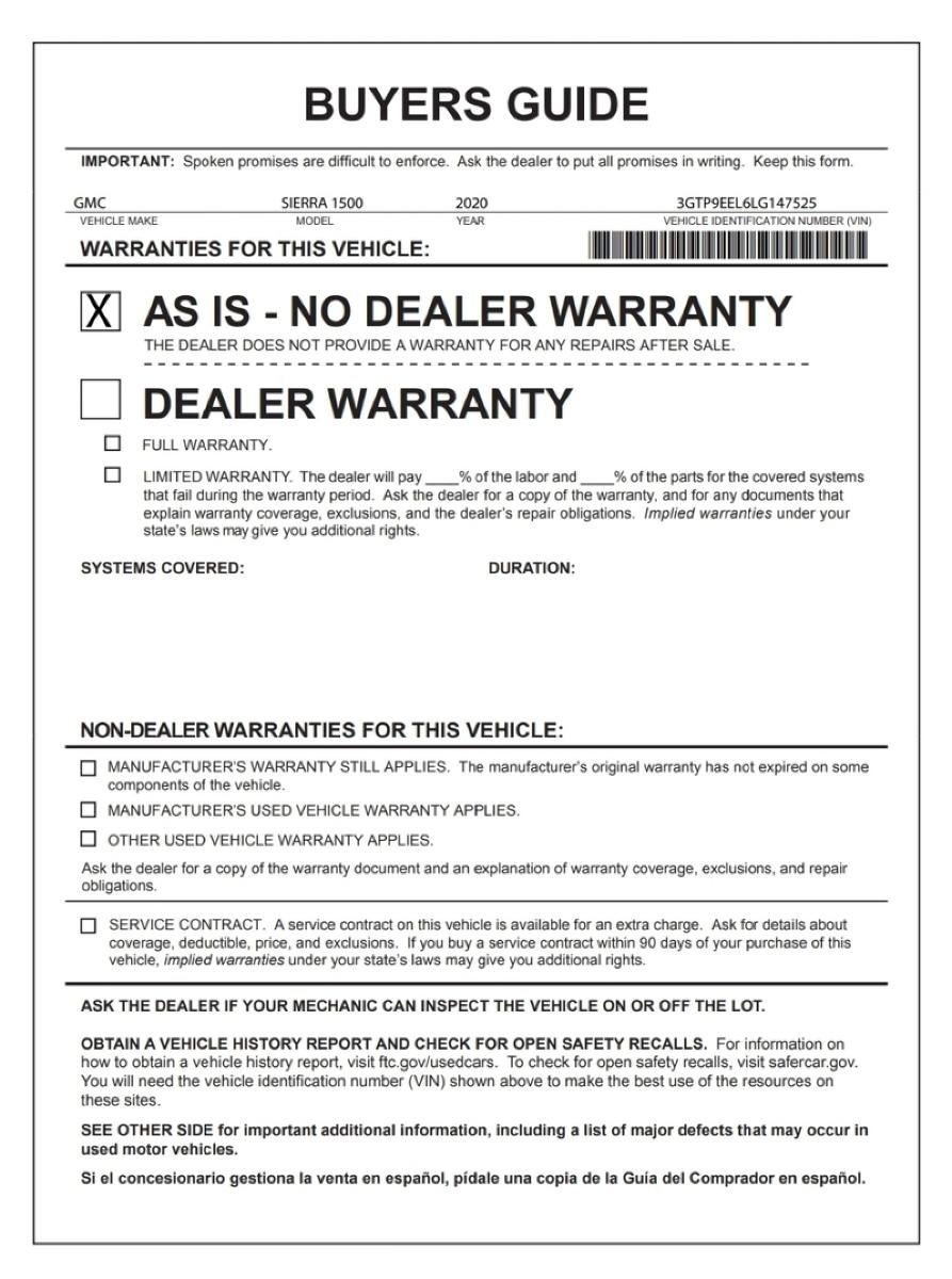 2020 GMC Sierra 1500 AT4