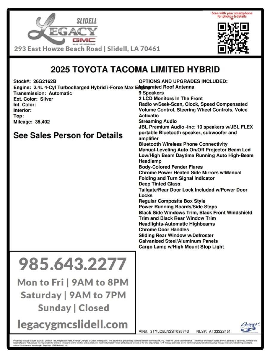 2025 Toyota Tacoma 4WD TRD Sport Hybrid