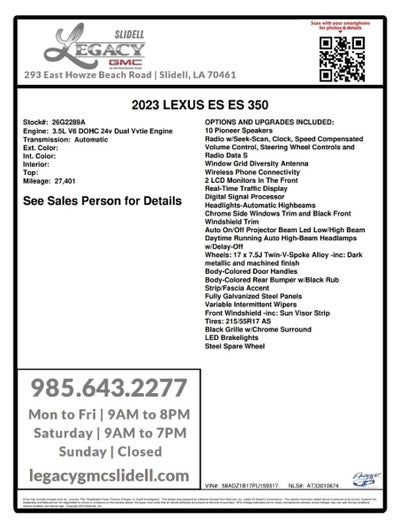 2023 Lexus ES ES 350