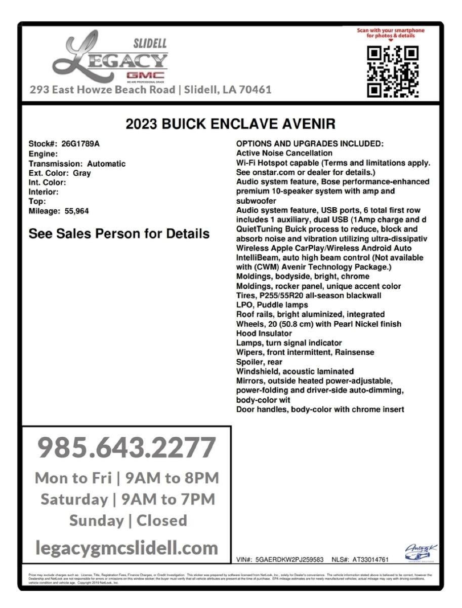 2023 Buick Enclave Avenir