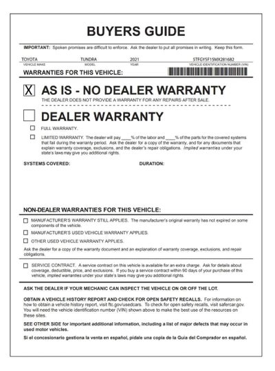 2021 Toyota Tundra 2WD Platinum