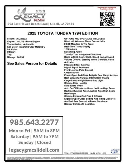 2025 Toyota Tundra 4WD 1794 Edition