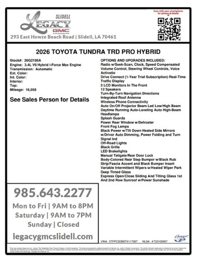 2026 Toyota Tundra 4WD TRD Pro Hybrid