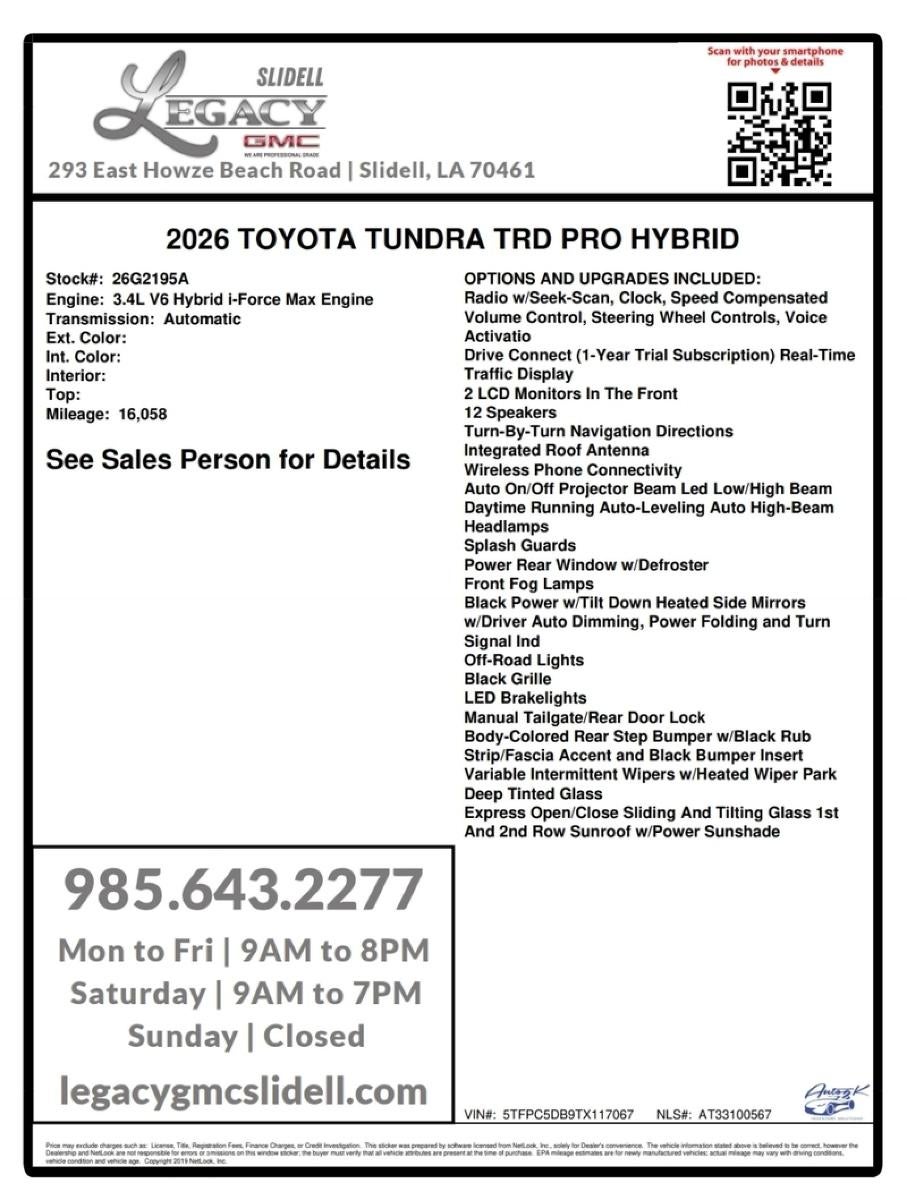 2026 Toyota Tundra 4WD TRD Pro Hybrid