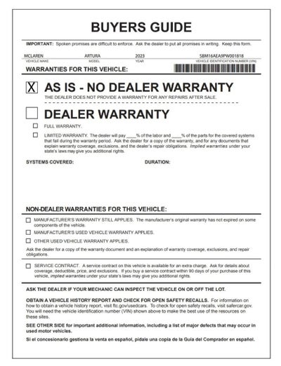 2023 McLaren Artura Base