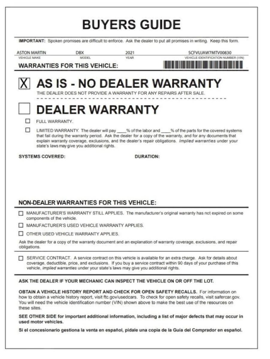 2021 Aston Martin DBX Base