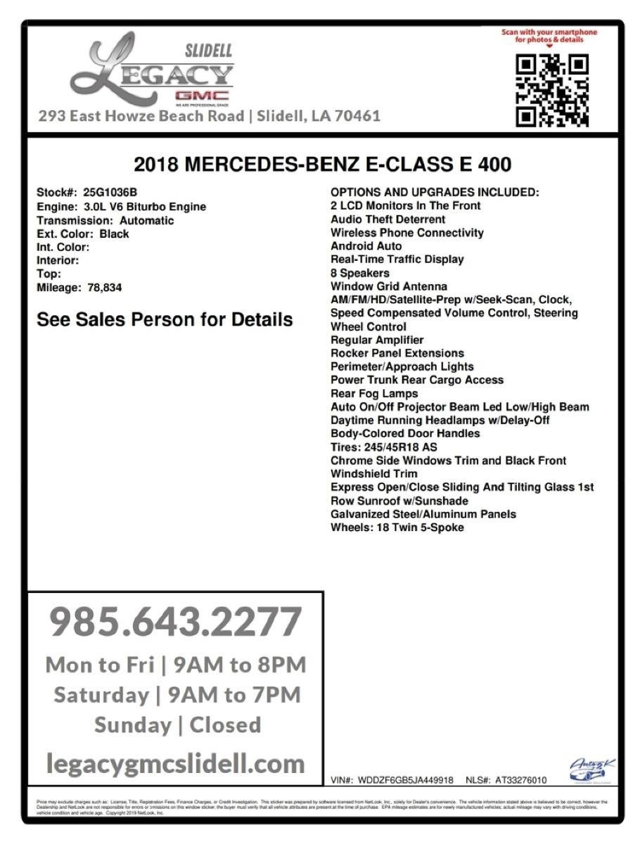 2018 Mercedes-Benz E-Class E 400