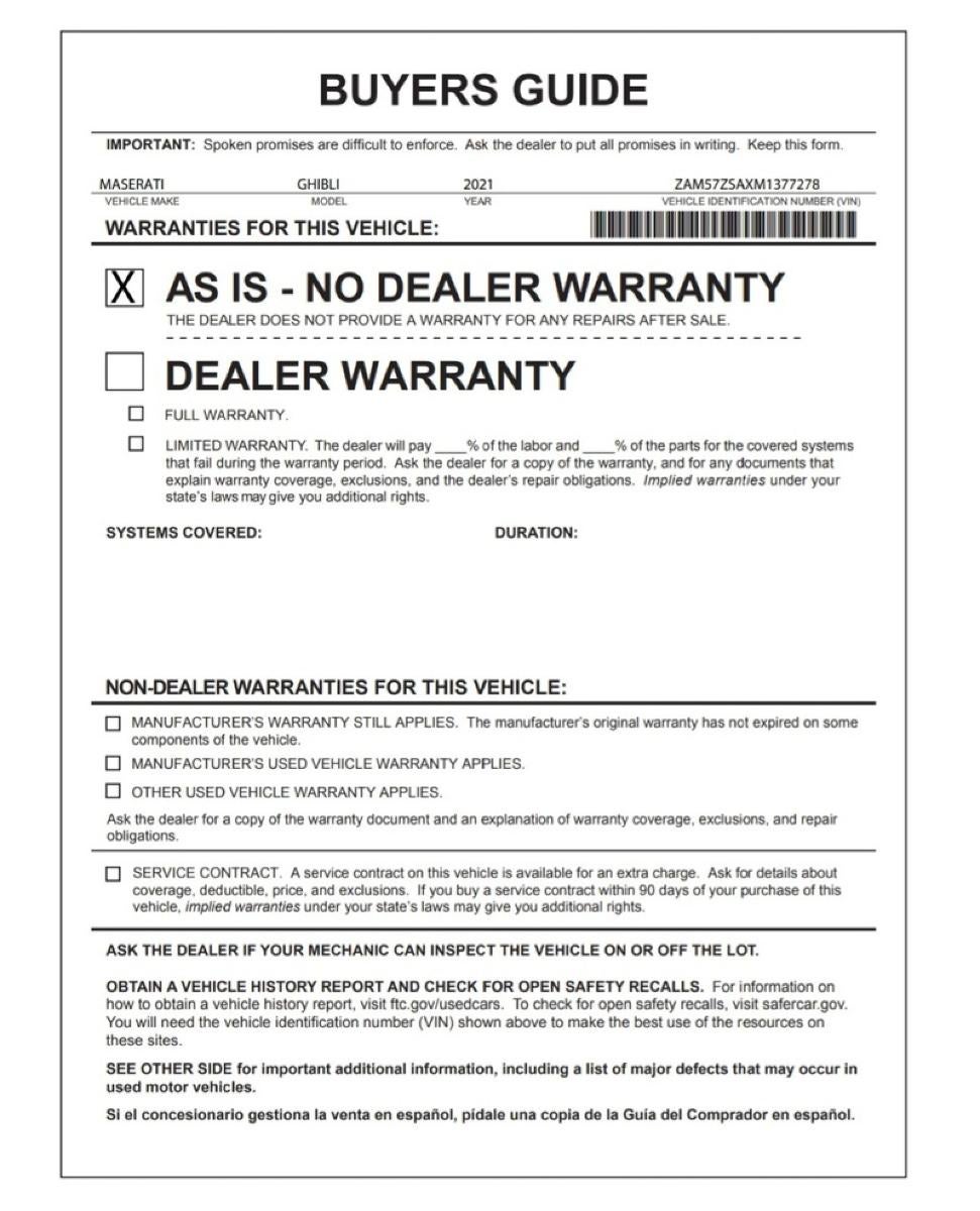 2021 Maserati Ghibli Trofeo